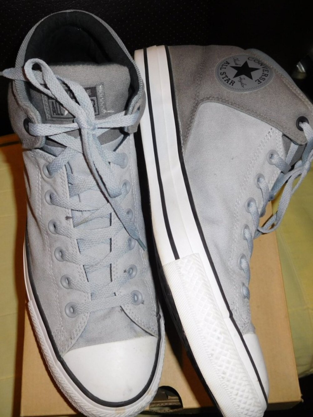 Converse All Star gray fabric mid-top sneakers Mens 13 WOmens 15 with a box